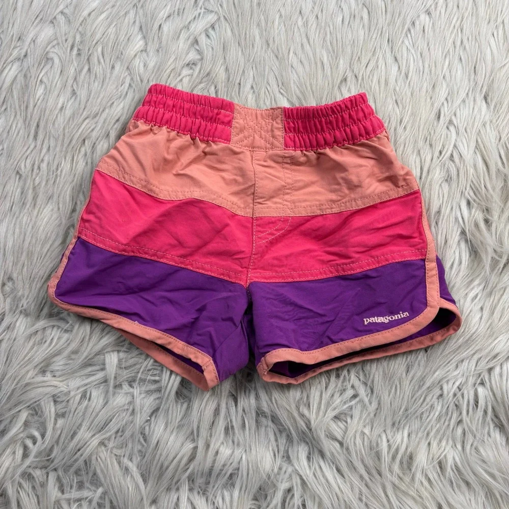 Patagonia Girls 2T Baby Boardshorts Pink Purple Stripe Sport Shorts Swim